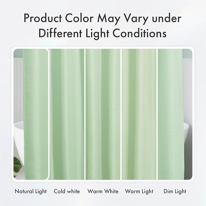 AmazerBath Mint Green Shower Curtain Waffle Textured, Light Green Shower Curtain Fabric Thick Heavy Duty 240GSM, Hotel Quality Bathroom Shower Curtains, Premium Polyester, 72 x 72 Inches