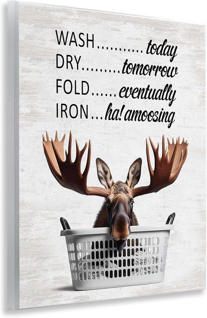 Sassy Moose Laundry Humor, 11 x 14 Inch Mounted Print on Wall Plaque | Stupell Industries · By Lettered and Lined · Ready to hang · Fun farmhouse charm for bathroom or laundry room · Made in USA