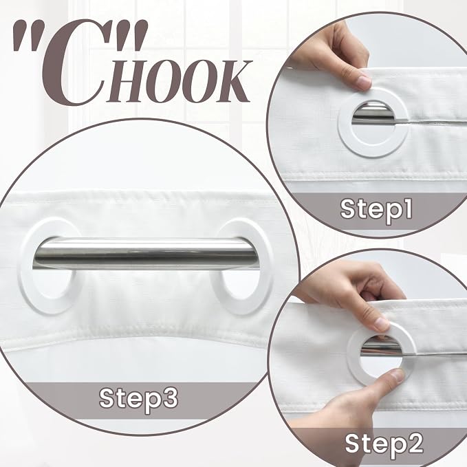 SORTTO No Hook Slub Shower Curtain with Liner, 71x86, White | Snap in Liner, 3 in 1, Bamboo Texture, Hotel Style, Waterproof Fabric, Mesh Top Window, Corner Magnets, Machine Washable