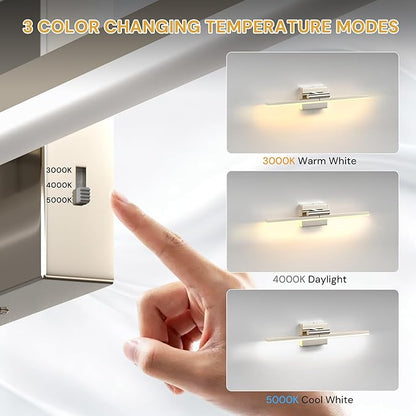 L LOHAS LED 23.7-Inch Bathroom Vanity Light Bar Over Mirror, 180° Rotatable Brushed Nickel Modern Bathroom Light Fixtures, 3CCT Adjustable LED Vanity Lights for Living Room Wall
