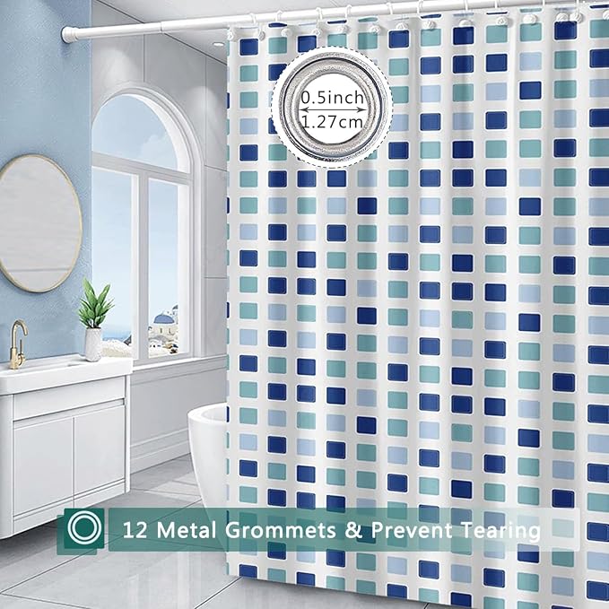 Shower Curtain Liner, 100% Waterproof Peva Shower Curtains with 3 Duty Heavy Bottom Magnets and 12 Rust Proof Grommets, 72x72 Weighted Shower Liner for Shower Stall, Bathtubs