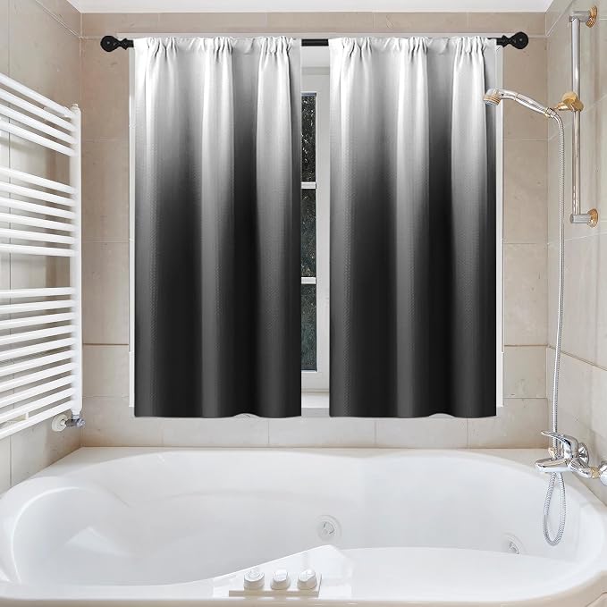 Shower Curtain Set, for Bathroom Decor 72" x 72", Modern Gradient | Ombre Waffle Textured Waffle Textured Cloth Waterproof Matching Window Shower Curtain 36 x 30 Inches