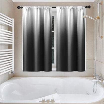 Shower Curtain Set, for Bathroom Decor 72" x 72", Modern Gradient | Ombre Waffle Textured Waffle Textured Cloth Waterproof Matching Window Shower Curtain 36 x 30 Inches