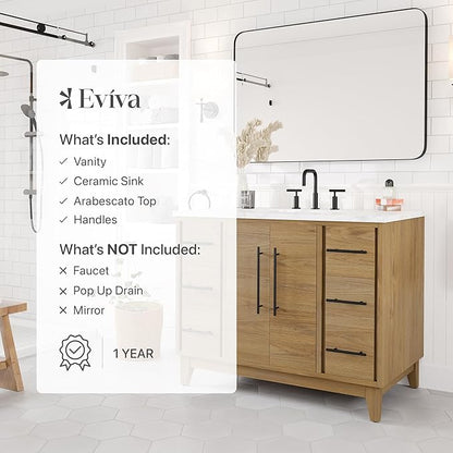 Graham 42 in. Oak Single Sink Bath Vanity with Arabescato Engineered Stone Top and Undermount Porcelain Sink