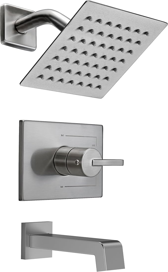 Tub Shower Faucet Set with 6 Inch Brushed Nickel Shower Head & Tub Faucet | Bathtub Shower System,shower faucet set,shower set, Tub Faucet Set,shower faucet,Brushed Nickel Shower Faucet Set