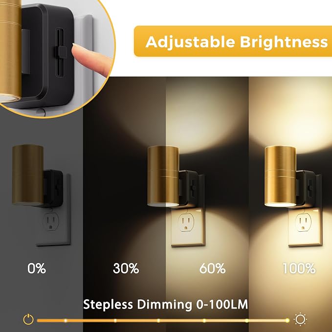 L LOHAS LED Night Light, Dimmable Night Lights Plug into Wall | 2 Pack Automatic Nightlight with Light Sensor, 3000K Soft White 0-100LM Modern Nightlight for Kids Bedroom Hallway