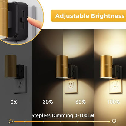 L LOHAS LED Night Light, Dimmable Night Lights Plug into Wall | 2 Pack Automatic Nightlight with Light Sensor, 3000K Soft White 0-100LM Modern Nightlight for Kids Bedroom Hallway