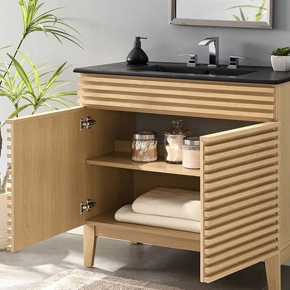 Modway Render 36" Bathroom Vanity in Oak Black