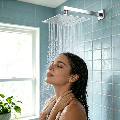 Midanya Square Rain Shower Head,High Pressure,Polish Chrome 12 Inch | 360°Swivel,Ceiling or Wall Mount,Waterfall Full Body Coverage,Bathroom Remodel,Stainless Steel Large Rainfall Shower Head