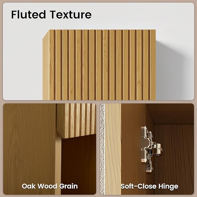 14" Floating Bathroom Storage Cabinet, Modern Wall Cabinets with Soft-Closing Door & Open Shelf, Bathroom Side Cabinet for Small Spaces, Apartment, Oak