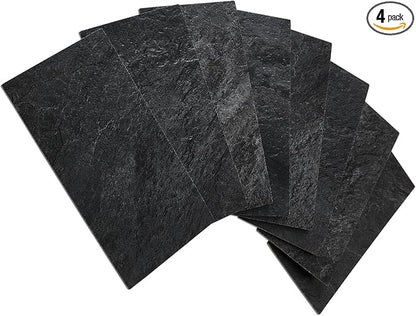AULIGET 3" x 6" Peel and Stick Backsplash Wall Tiles, PVC Faux Stone Stick on Tiles for Backsplash Kitchen (4, Black Slate)