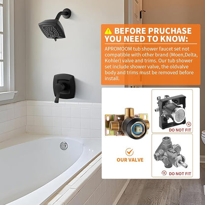 Black Shower Head And Faucet Set Complete With Valve Shower Fixtures With 6 Inch High Pressure Rain Shower Head Trim kit Regaderas Para bBaño Modernas
