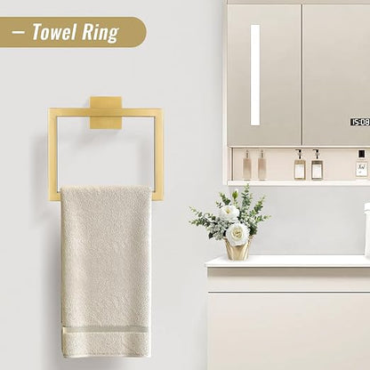 YACVCL Towel Bar Set 10-Piece Brushed Gold Bathroom Hardware Set, Gold Bathroom Accessories Set,23.6 Inch Towel Holder-Towel Racks Set for Bathroom Stainless Steel Wall Mounted