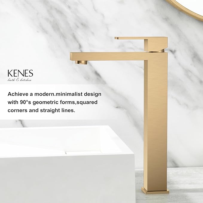 Champagne Bronze Vessel Sink Faucet 1 Handle, Tall Bathroom Faucet | Vessel Bowl Faucet with Pop Up Drain & Supply Lines, Lead-Free cUPC & NSF Certified, 1 Hole Faucet for Vanity RV Restroom