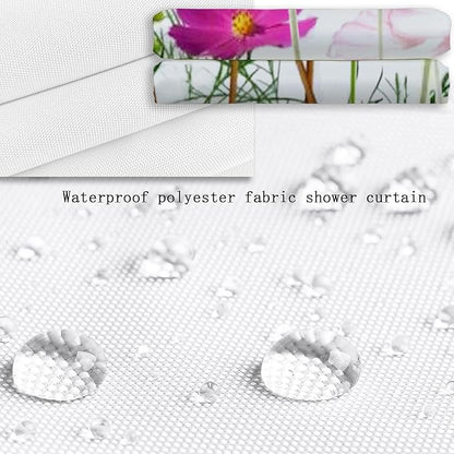 Floral Shower Curtain - 72"W x 84"L, with 12 Hooks, Hem Weighted Bathtub Curtain for Bathroom