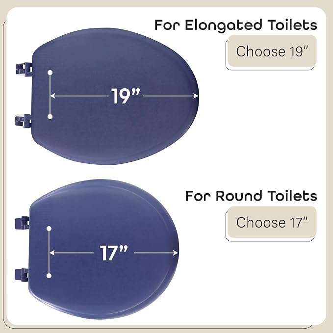 Soft Standard Vinyl Toilet Seat, Navy, 17 in | Toilet-Seat Construction: Contoured Seat Profile and Durable Finish Create a Polished Fixture Update.