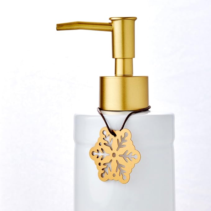 SKL Home Seasonal Charm Soap/Lotion Dispenser & 4 Holiday Charms, Warm Gold | Interchangeable designs to celebrate all year! Gift-ready & great for the bathroom, kitchen, bar or any sink space.