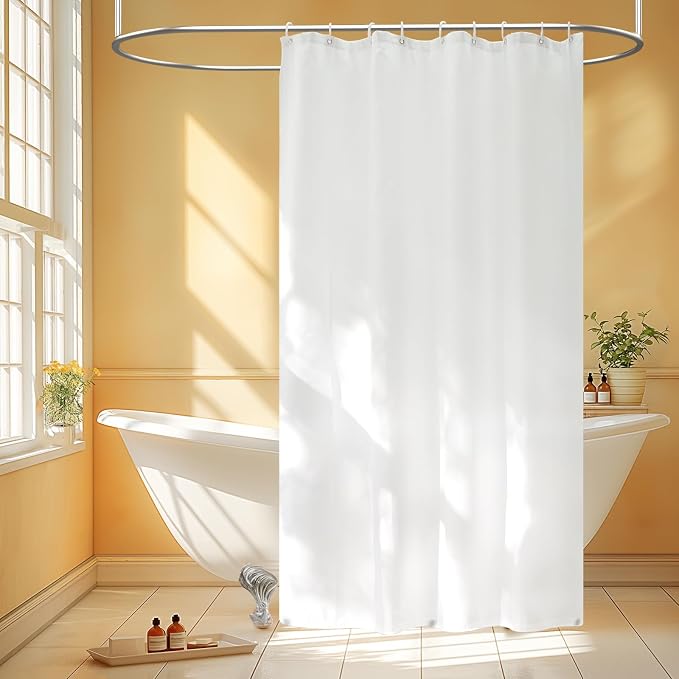 Seenus Waterproof Fabric Stall Shower Curtain Liner with 3 Large Magnets, 54 x 78 inch Long Cloth Shower Liner Washable, 54‘’ W White Lightweigt Bathroom Shower Stall Curtain