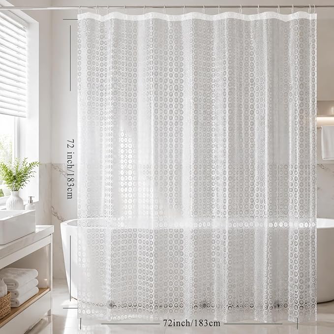 Shower Curtain Liner, 100% Waterproof Peva Shower Curtains with 3 Duty Heavy Bottom Magnets and 12 Rust Proof Grommets, 72x72 Weighted Shower Liner for Shower Stall, Bathtubs