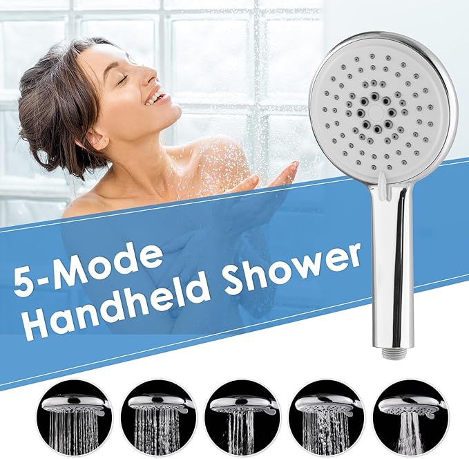 ROVOGO Gold Shower Panel Tower System, 4-Function (Rain Shower, Handheld Sprayer, Body Jets, Tub Spout) with Simultaneous Use Option, Stainless Steel Shower Column with Adjustable Head, 43.3"