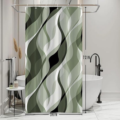 Stall Shower Curtain, Small Sage Green Shower Curtain Set for Bathroom Modern Waterproof Shower Curtain Set with Hooks, 36x72 Inch