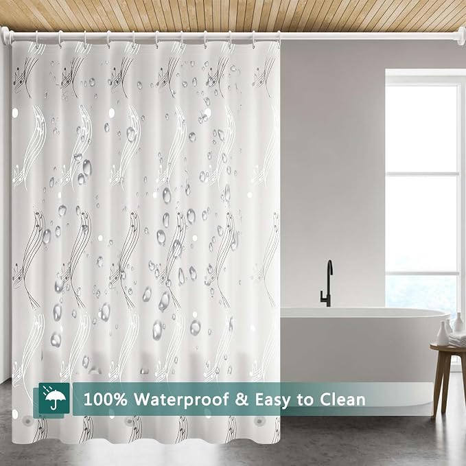 Shower Curtain Liner, 100% Waterproof Peva Shower Curtains with 3 Duty Heavy Bottom Magnets and 12 Rust Proof Grommets, 72x72 Weighted Shower Liner for Shower Stall, Bathtubs
