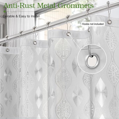 EurCross Translucent PEVA Textured Shower Curtain, PVC-Free & Excellent Hand Feel Frosted Paisley Pattern Design 110g/m2 Weighted Shower Curtain Liner with 3 Stronger Magnetic Magnets