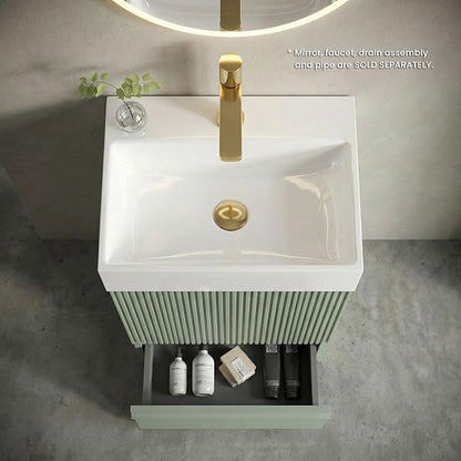 20 inch Bathroom Vanity with White Ceramic Sink, Bath Storage Cabinet with Soft-Closing Door and Drawer, Perfect for Small Space, Powder Room, Hotel, Mint Green