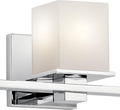 Kichler Tully 24" Vanity Light in Chrome, 3-Light Modern Bathroom Light with Satin Etched Cased Opal Glass, (24" W x 6.5" H), 45151CH
