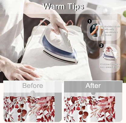 No Hook Shower Curtain and Liner Set, Red Eucalyptus 71x84 | Floral Design, with Snap in Liner, See-Through Top Window, Waterproof, Machine Washable, Quick-Drying, for Hotel Bathroom