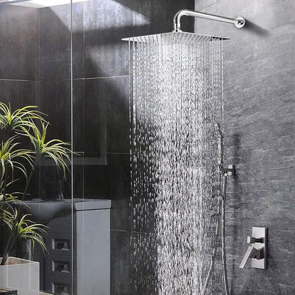 NearMoon Square Rain Shower Head With Extension Arm, Large Stainless Steel Rainfall Shower-Waterfall Full Body Coverage (12 Inch, Chrome)