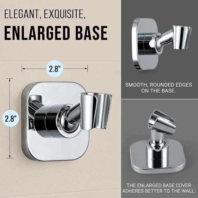 G-Promise Metal Handheld Shower Head Holder, No-Drill Install (Chrome) | Adhesive or Drilled Installation, Wide Adjustment Range Fits All Family Heights, Firmly Secure Showerhead, Easy to Install