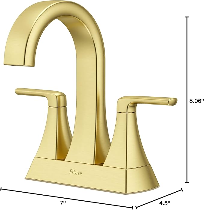 Pfister Bruxie Bathroom Sink Faucet, 4-Inch Centerset, 2-Handle, 3-Hole, NSF Certified, Brushed Gold Finish, LF048BIEBG (Pack of 3)