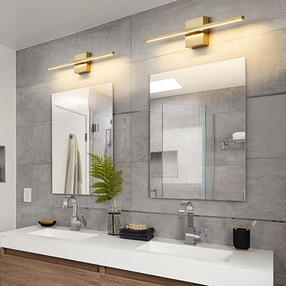 Gold Bathroom Light Fixtures Over Mirror 24 inch 18W LED Vanity Lights for Bathroom Modern Bath Sconces Wall Lighting 3500K Warm Light for Paintings