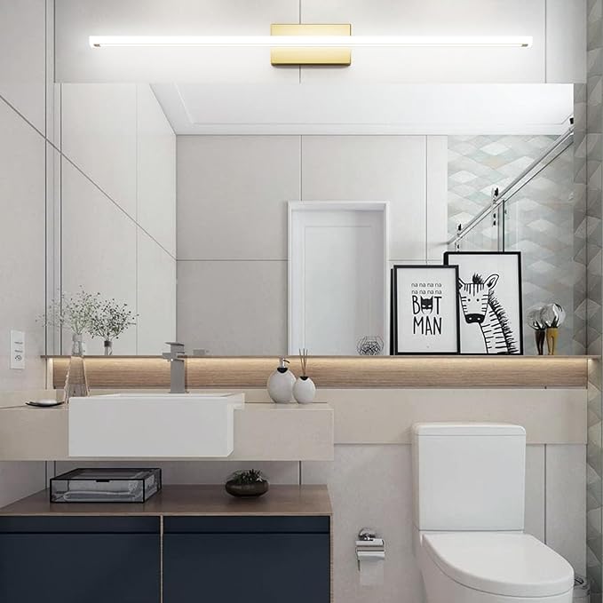 48inch Gold LED Bathroom Vanity Light Bar 40W Modern Bath Light Fixture Over Mirror Vanity Light Cool White 6000K
