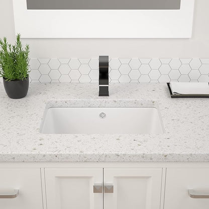 Dcolora Undermount Bathroom Sink Rectangle 18"x12" White Porcelain Ceramic Rectangular Vessel Sink Under Counter Lavatory Vanity Bath Sink Bowl Basin With Overflow