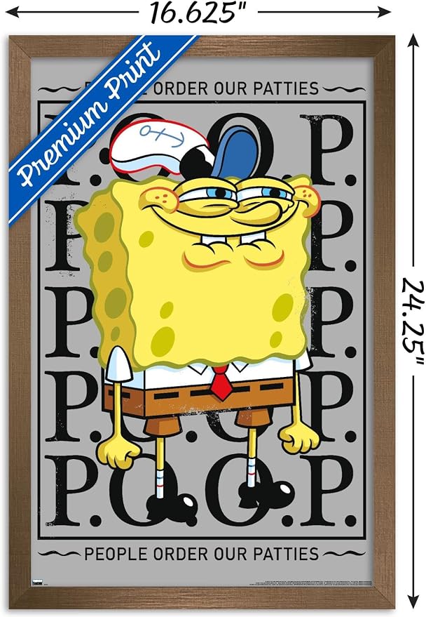 Trends International Nickelodeon Spongebob - P.O.O.P. Wall Poster, 22.4L x 14.7W, Bronze Framed Version