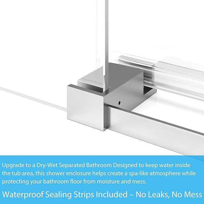 56"-60" W x 59" H Sliding Shower Door, Frameless Bypass Bathroom Door with 5/16"(8mm) Tempered Glass,Silver Finish for Walk-in Shower