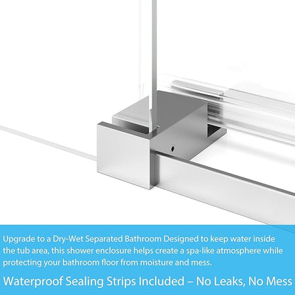 56"-60" W x 59" H Sliding Shower Door, Frameless Bypass Bathroom Door with 5/16"(8mm) Tempered Glass,Silver Finish for Walk-in Shower