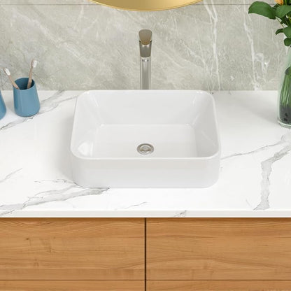 Lordear Vessel Sink With Faucet Combo 19"x15" Rectangular Bathroom Vessel Sink Faucet Combo Modern Rectangle Above Counter White Porcelain Ceramic Vessel Vanity Sink
