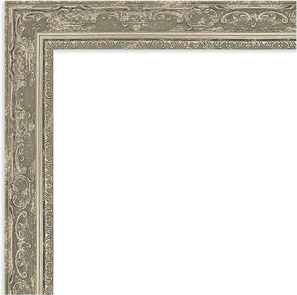Amanti Art Silver Bathroom Mirror for Over Sink, 26x32 Filigree Silver Rectangle Vanity Mirror, Large Traditional Frame, Hangs Horizonally and Vertically, Bathroom Wall Decor, Beveled Edge