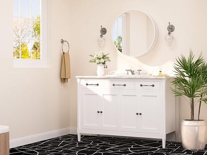 TETOTE 20 x 20 Inch Medicine Cabinet Mirror White Framed Round Mirrored Medicine Cabinets for Bathroom Adjustable Shelves Modern Bathroom Mirror with Storage Wall Mounted