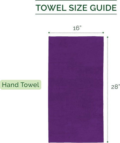 Elegant Comfort Luxury 100% Turkish Cotton Corduroy Ribbed 4 Pack Hand Towel Set 16 x 28 Inch - Absorbent, Super Soft, Quick Dry, Premium Towels for Bathroom, Gym, Spa and Hotel Use, Purple