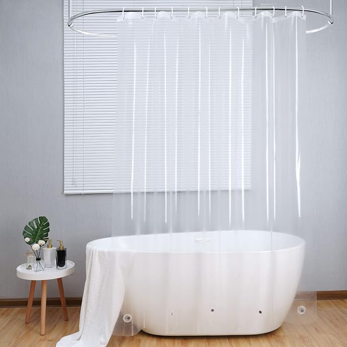 AooHome Clear Shower Curtain Liner -8G EVA Heavy Duty Water Repellent Shower Liner for Bathroom, Long Shower Curtain 72" W x 75" L, 12 Rust Proof Grommets Holes, 5 Bottom Magnets