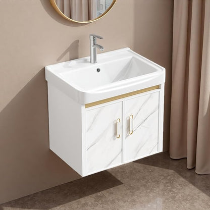 20-inch Off-White Wall-Mounted Compact Bathroom Mini Vanity Unit 20-inch Basin with Sink Designed for Compact Bathrooms Floating Vanity Unit