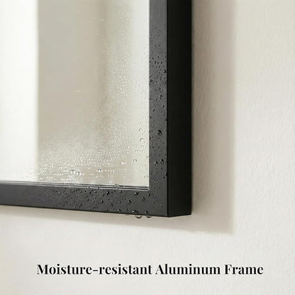 60"x30" Matte Black Wide Bathroom Wall Mirror for Double Vanity | Wide Double Vanity Mirror, Slim Metal Frame, Long Console or Buffet Use, Vertical/Horizontal Mount, Tempered Glass