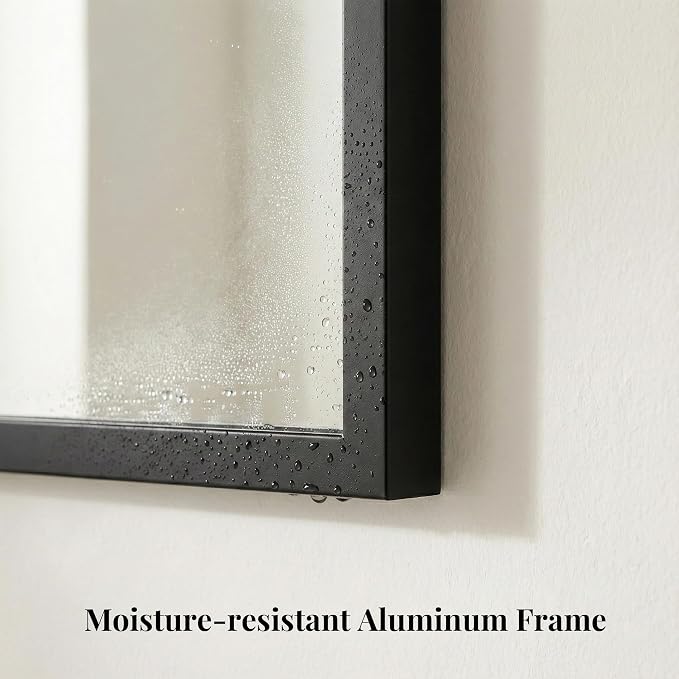 30"x36" Matte Black Framed Rectangle Bathroom Vanity Wall Mirror | Over-Sink Vanity Mirror, Slim Metal Frame, Entryway or Dresser Use, Vertical/Horizontal Mount, Tempered Glass