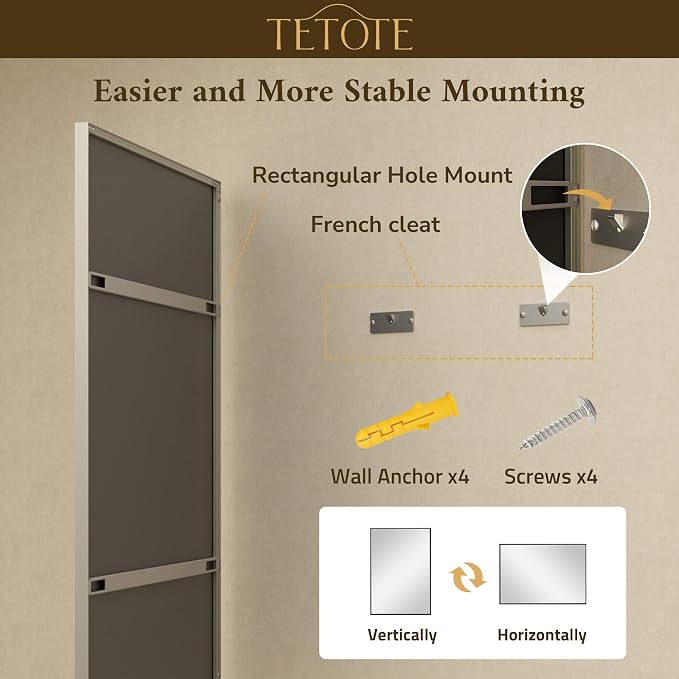 Brushed Nickel Mirror 22" x 30" Rectangle Beveled Frame Bathroom Vanity Mirror for Over Sink Brushed Nickel, Tempered Glass, Stronger Frame, Modern Farmhouse Bedroom, Entryway