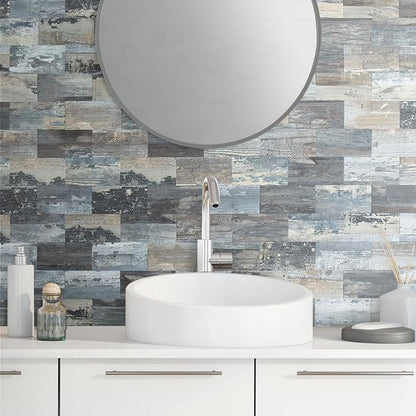 AULIGET 100-Piece Subway Tiles Peel and Stick Backsplash PVC Tile, 3" x 6" Vintage Wood Stick on Tiles for Backsplash Kitchen, Bathroom, Laundry Room, Camper, Fireplace