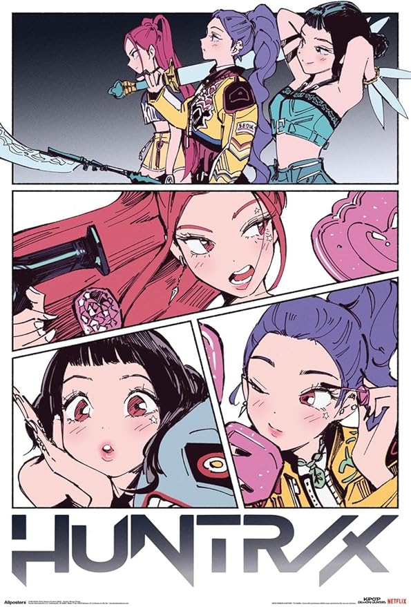 Netflix KPop Demon Hunters (2025) - Huntrix Manga Panels Wall Poster, 19L" x 13W", Premium Unframed Version